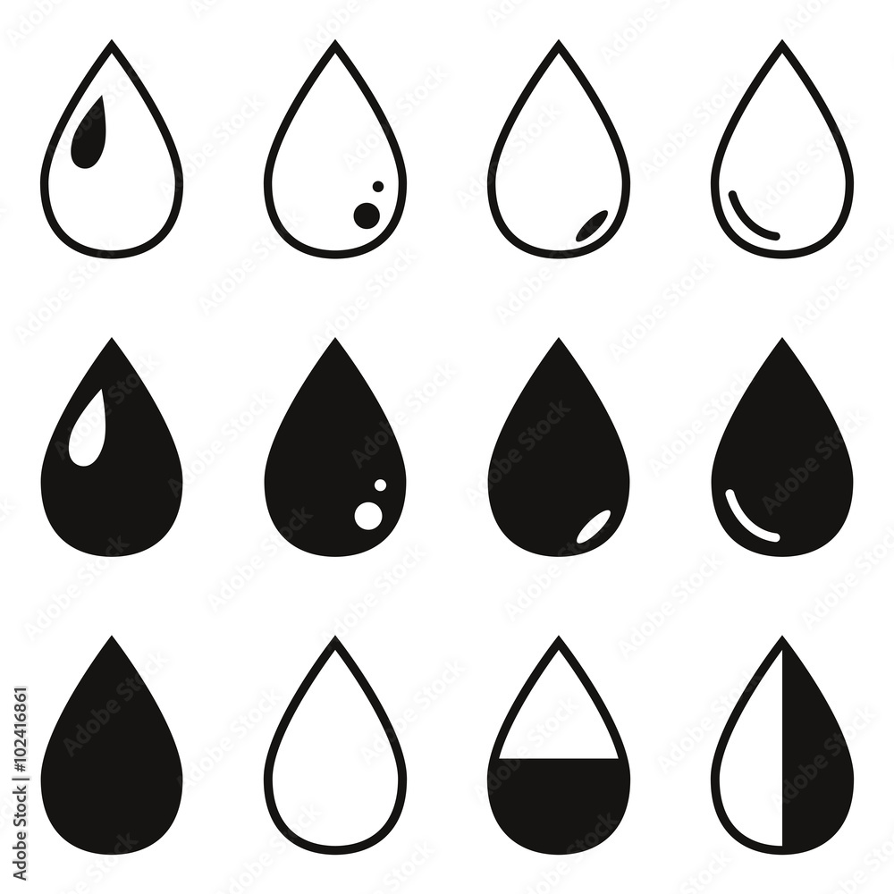 Set droplet icon on a white background. Set droplet icon on a white background.
