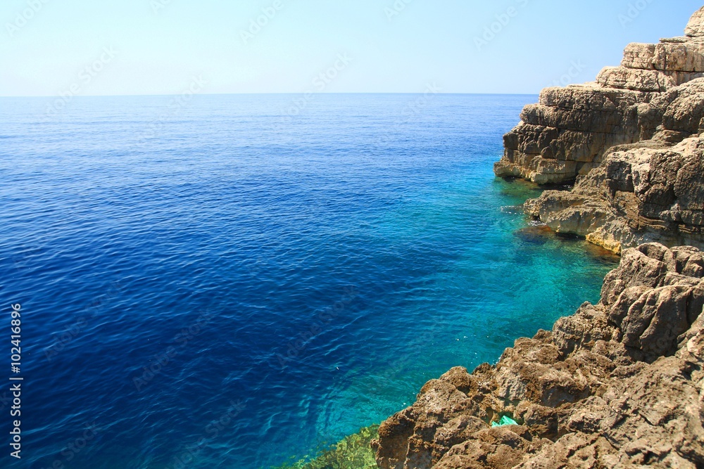 Beautiful blue Adriatic sea on island Mljet in Croatia
