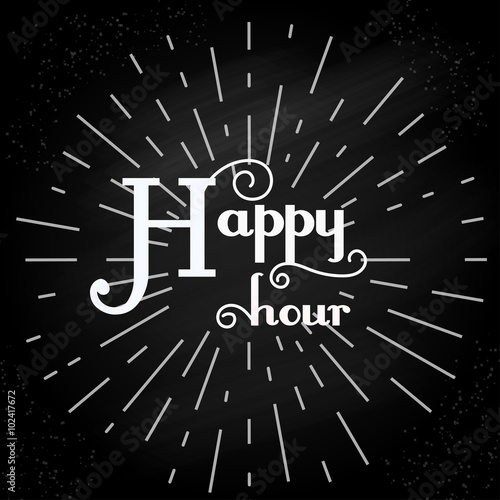 Happy Hour  Design on Blackboard. Vector illustration