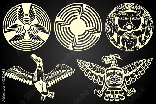 North America and Canada native art in black and white