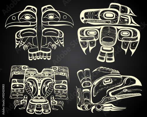 North America and Canada native art in black and white