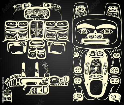 North America and Canada native art in black and white