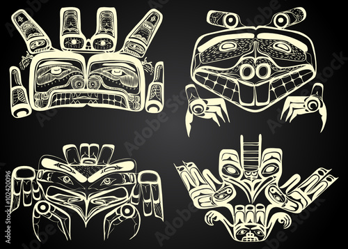 North America and Canada native art in black and white