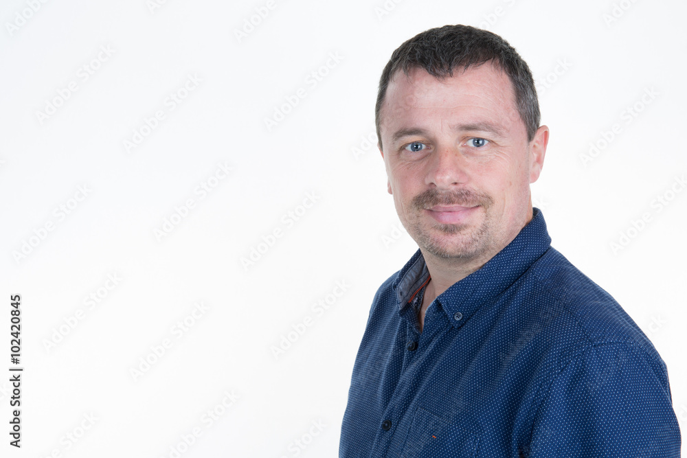 Portrait of man isolated. Caucasian man with beard smiling. Portrait of man isolated. Caucasian man with beard smiling.