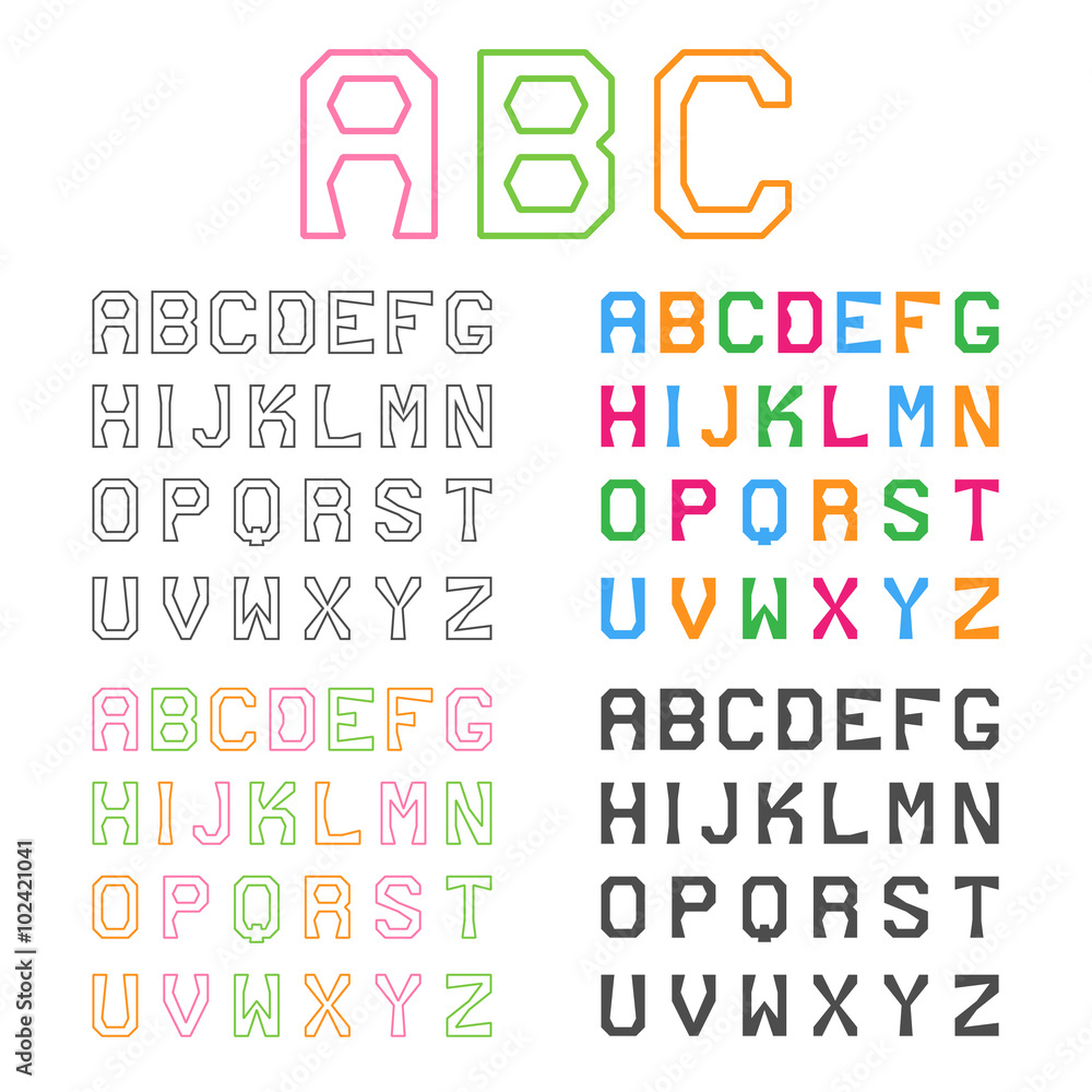 Geometric Alphabet. Line Font. Graphic ABC. Vector Geometric Alphabet. Line Font. Graphic ABC. Vector