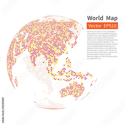 Dotted World Map Background. Earth Globe. Globalization Concept.