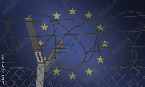 Grenzzaun mit Stacheldraht - Europa