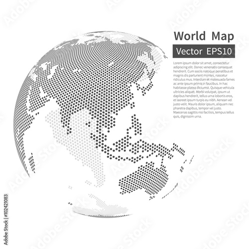 Dotted World Map Background. Earth Globe. Globalization Concept.