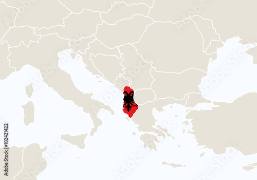 Europe with highlighted Albania map.