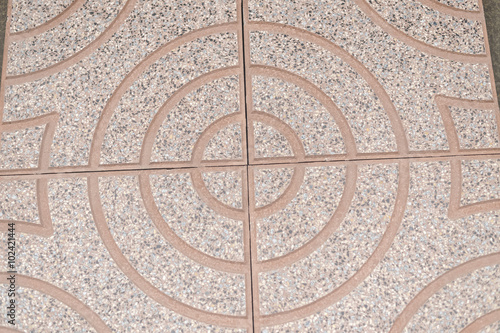 Circle design stone details of floor tiles for outdoors garden