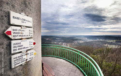 Tourost marks at lookout Babi Lom, near Brno, South Moravia, Czech Republic photo