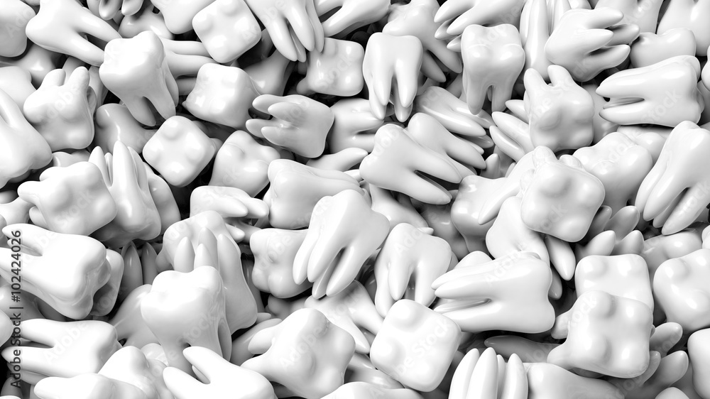 Obraz premium Pile of white teeth, abstract conceptual background