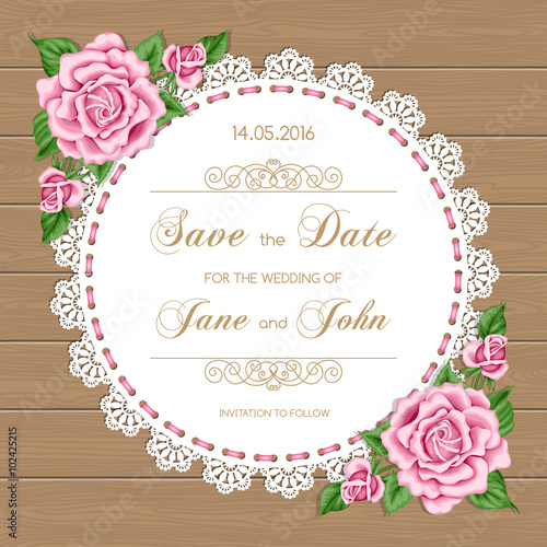 Wedding card with lace doily