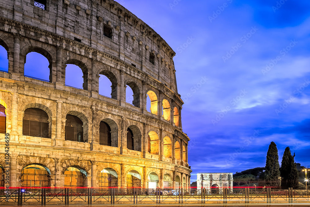 The Colosseum at dusk