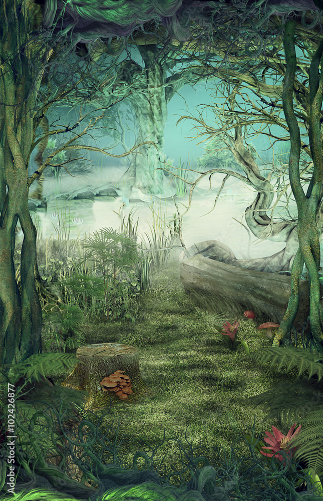Obraz premium Illustration of the green forest