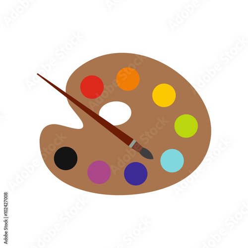 Palette with brush flat icon