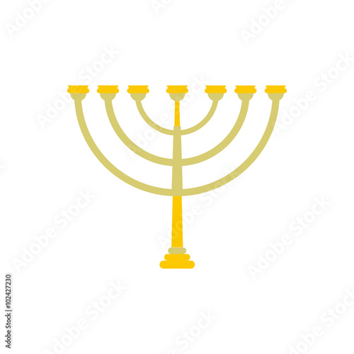 Gold hanukkah menorah flat icon