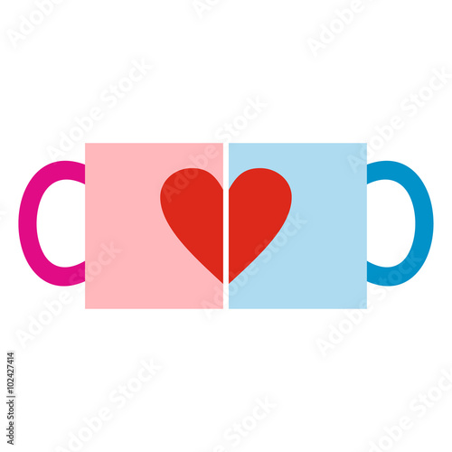 Valentine day couple cups icon
