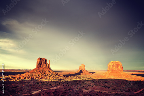 Vintage toned Monument Valley at sunset, USA
