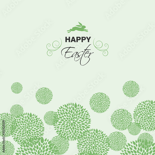 Vector Illustration of a Green Happy Easter Greeting Card Design