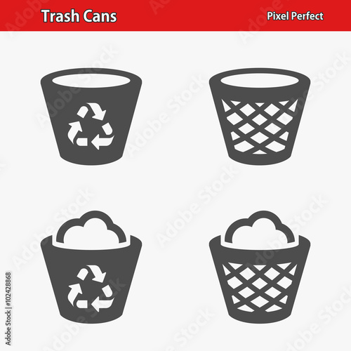 Trash Cans Icons. Professional, pixel perfect icons optimized for both large and small resolutions. EPS 8 format. photo