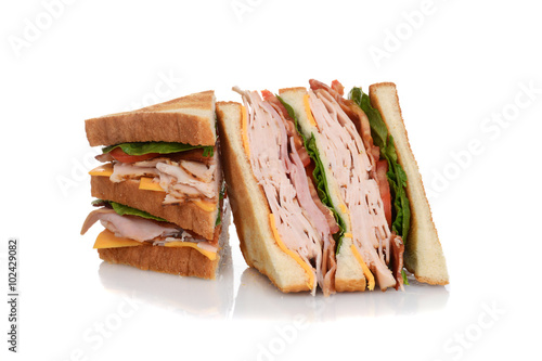 sliced chicken club sandwich