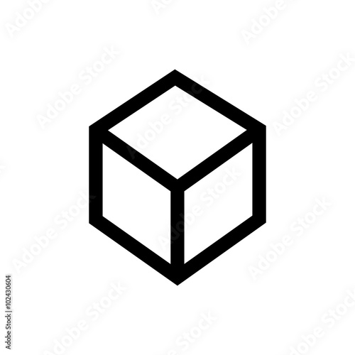 3D, cube line icon.
