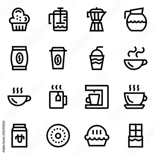 Coffee, coffee shop line icon set