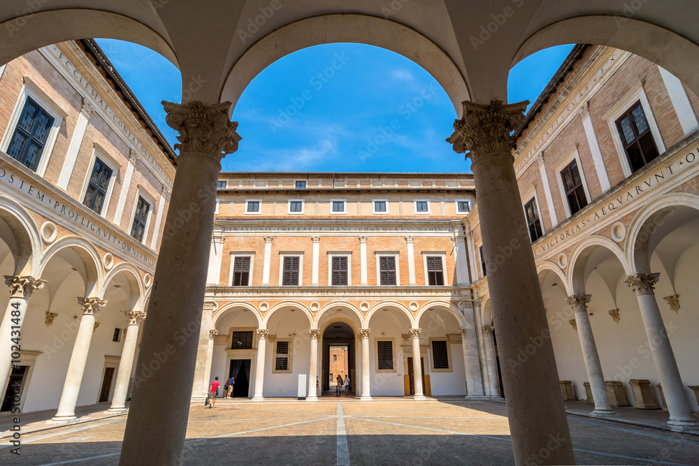Ducal Palace courtyard in Urbino, Italy