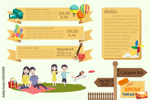 infographic cartoon holiday The family will To attend festivals