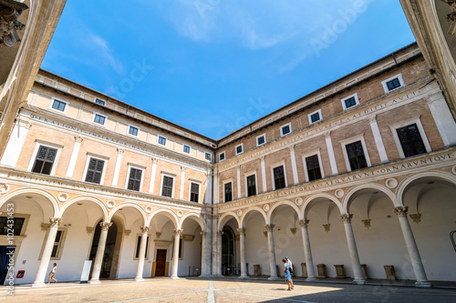 Ducal Palace courtyard in Urbino, Italy © eddygaleotti