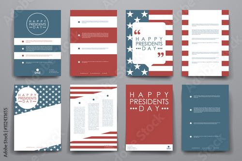 Set of brochure, poster design templates in Presidents Day style