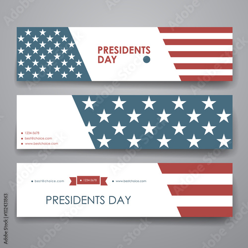 Set of modern design banner template in Presidents Day style