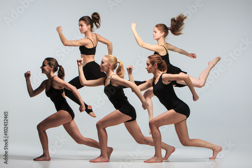 The group of modern ballet dancers 