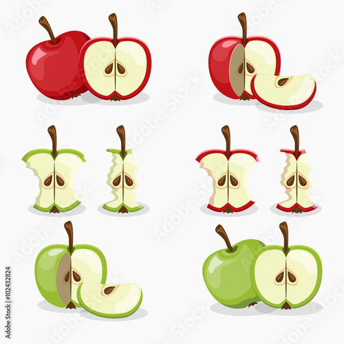 apples and apple cut fruit set