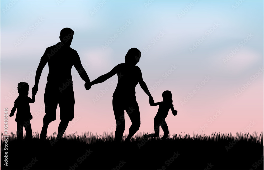 Family silhouettes in nature. Family silhouettes in nature.