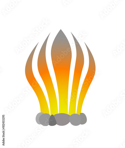 Illustration of isolated camp fire on white background