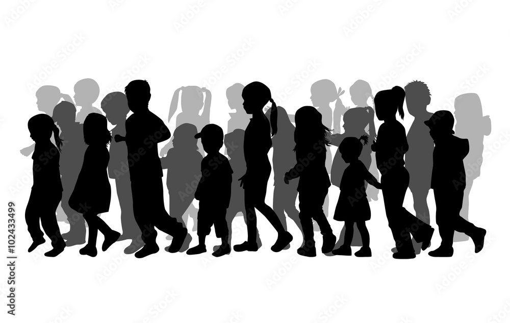 Group of children's silhouettes.