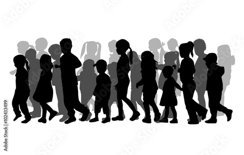 Group of children's silhouettes.