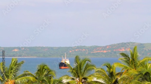 Cargoship in gulf Andovobazaha. Diego-Suarez, Madagascar
