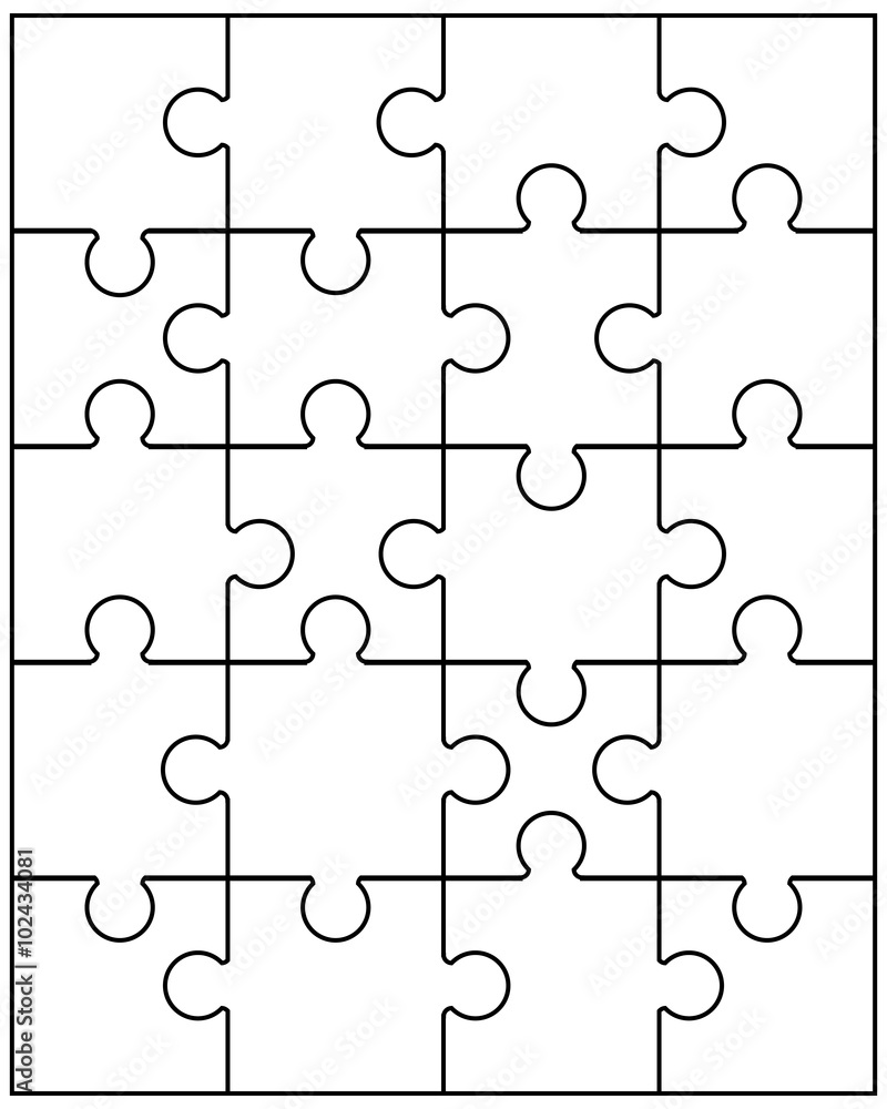 Vector illustration of small white puzzle, separate parts Vector illustration of small white puzzle, separate parts
