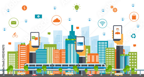 business smart city.internet connection.social concept
