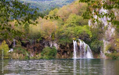 A beautiful green cascade in Plitvice national park, an UNESCO world heritage site, in Croatia