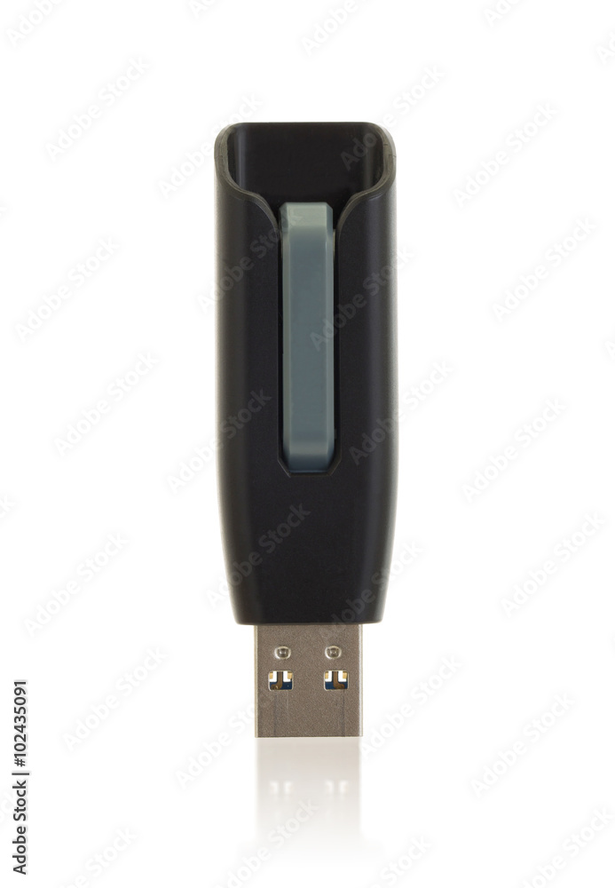 Black USB memory stick isolated Black USB memory stick isolated