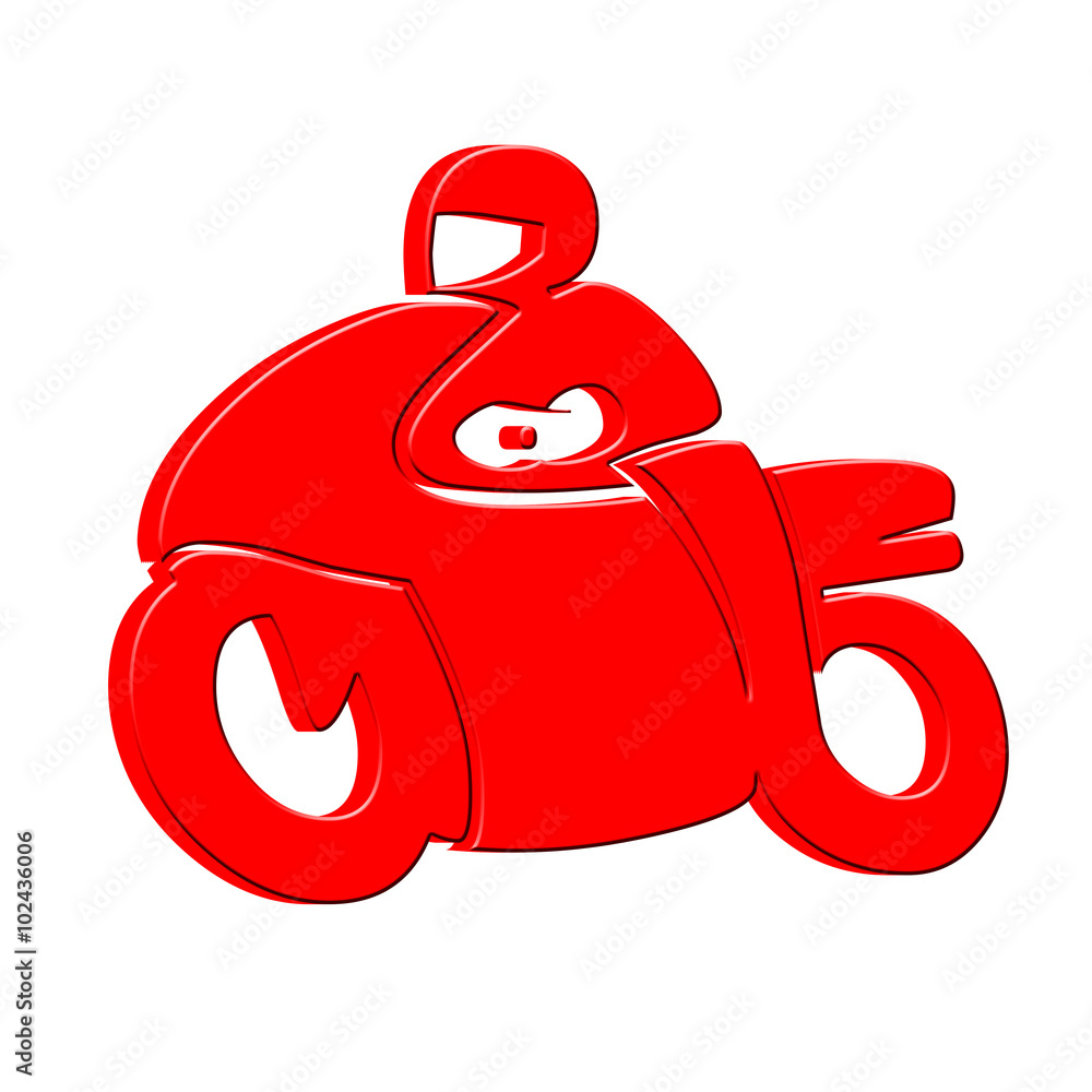 Obraz premium Motor cyclist on white background.