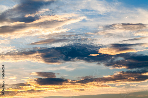 colorful dramatic sky with cloud at sunset