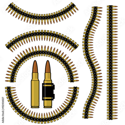 Bullet and machinegun cartridge belt in different shapes