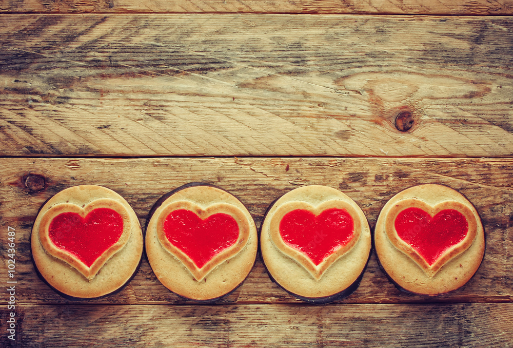 Valentine's Day border cookies with jam