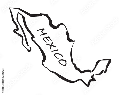 Black Vector map of Mexico