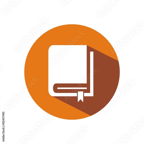 Icono de un libro cerrado sobre un fondo naranja. Ilustración vectorial
